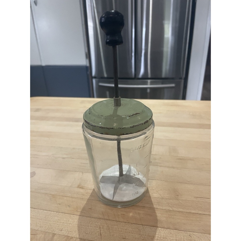 VTG ACME Glass Stainless Steel Press Nut Food Chopper Sage Green Cottagecore